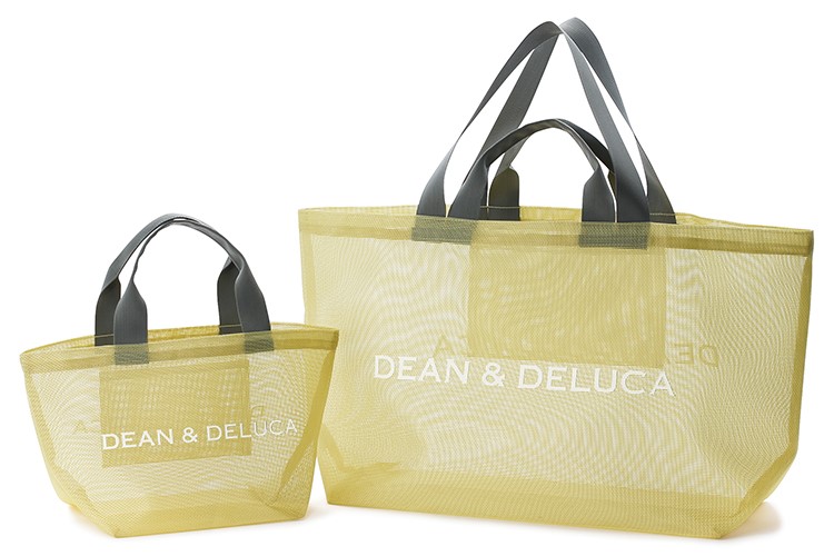 DEAN&DELUCAメッシュトートバッグSシトラスイエローとロゴ入り巾着