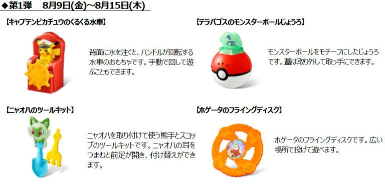 再登場するハッピーセット「ポケモン」第1弾(4種類)