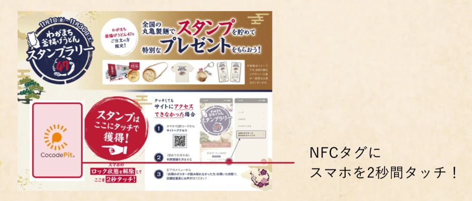 丸亀製麺「わがまち釜揚げうどん47」スタンプラリー参加方法イメージ