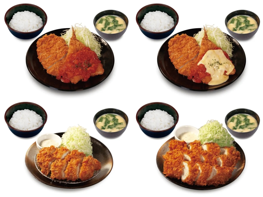 松のや 「ロースかつ&トマトアジフライ定食」「ロースかつ&チーズトマトアジフライ定食」「ささみかつ定食」「たっぷりささみかつ定食」