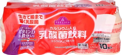 イオン 「トップバリュ カルシウム入り乳酸菌飲料」65ml×10本