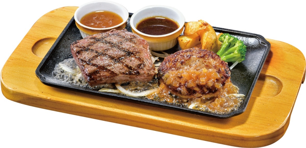 「直火焼きブレードミートロースステーキ(150g)&手ごねハンバーグ(100g)」