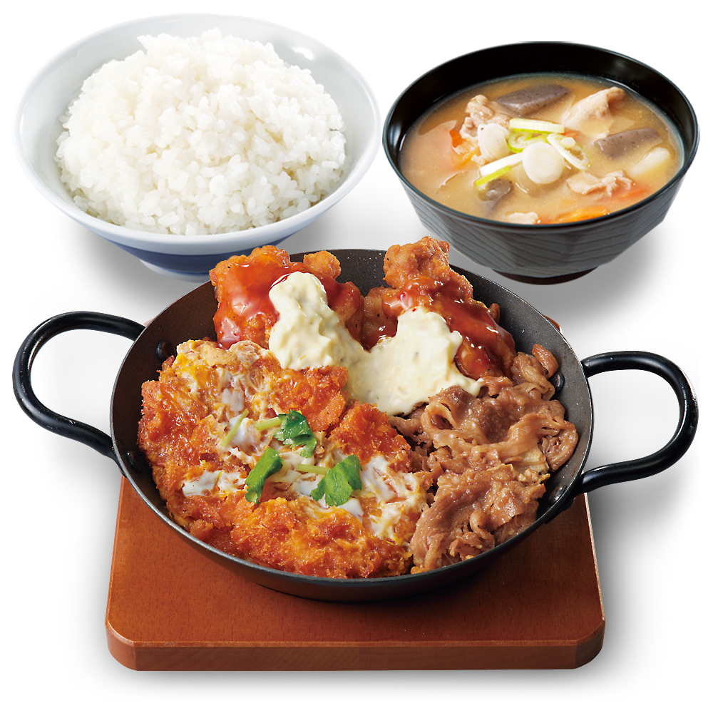 かつや「牛･豚･鶏のトリプルカツ定食 H(ヘビー)」