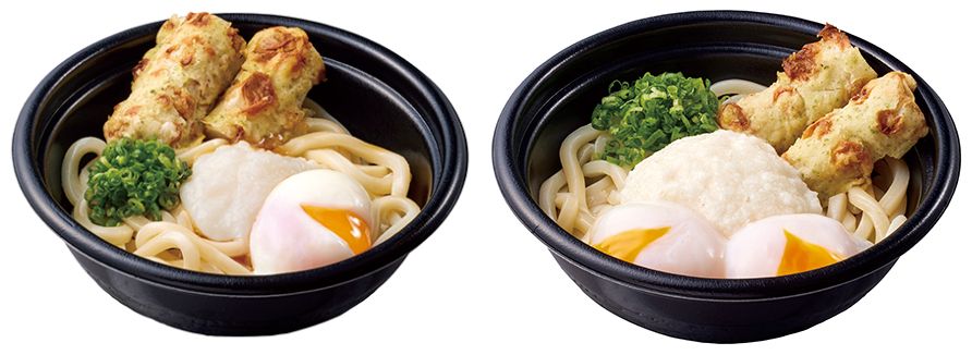 ローソン「盛りすぎ!半熟玉子とろろうどん」※右が盛りすぎ商品