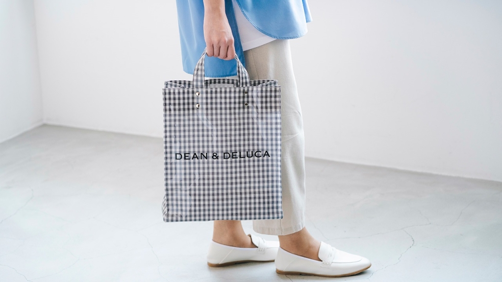 ディーンアンドデルーカ「PAPER TOTE GINGHAM GREY(MEDIUM)」